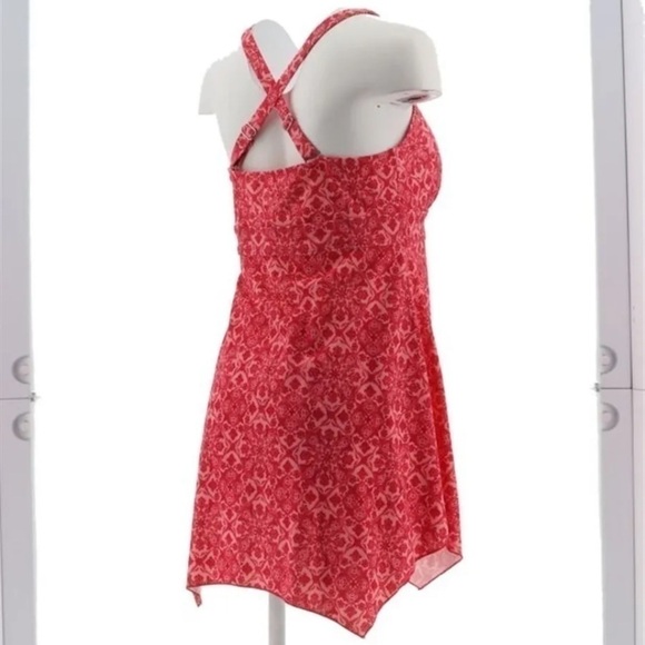 DENIM & Co Beach Handkerchief Hem Scoop Neck swim dress Rose Pink 10 - Picture 5 of 14